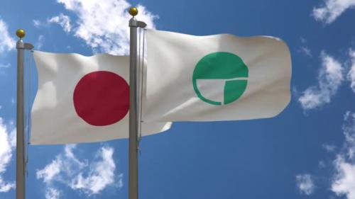 Videohive - Japan Flag Vs Nagano City Flag On Flagpole - 47967932 - 47967932