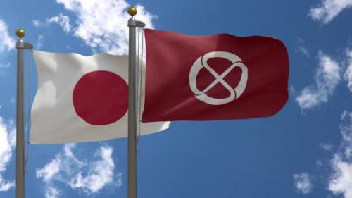 Videohive - Japan Flag Vs Iida City Flag On Flagpole - 47967934 - 47967934