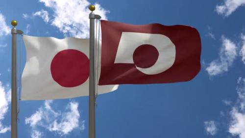 Videohive - Japan Flag Vs Kumamoto Prefecture Flag On Flagpole - 47967941 - 47967941