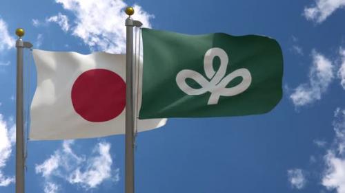 Videohive - Japan Flag Vs Miyagi Prefecture Flag On Flagpole - 47967943 - 47967943