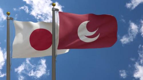 Videohive - Japan Flag Vs Hiroshima Prefecture Flag On Flagpole - 47967944 - 47967944