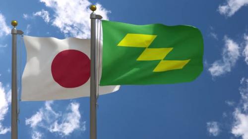 Videohive - Japan Flag Vs Miyazaki Prefecture Flag On Flagpole - 47967949 - 47967949