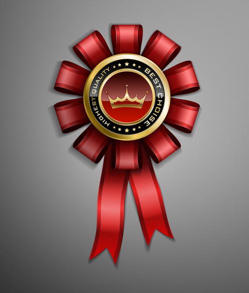 High detailed vector award ribbon isolated on dark gray background. 639915986