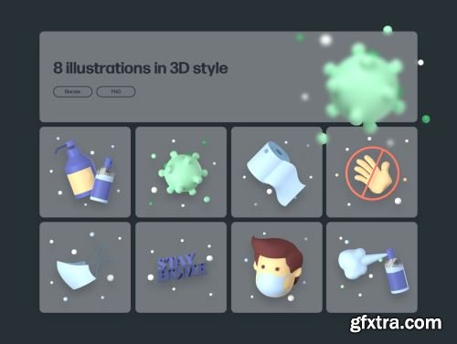 Coronavirus 3D Pack Ui8.net