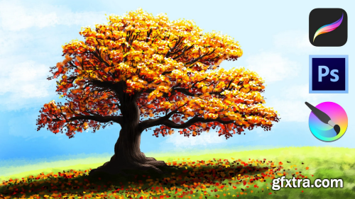 Paint an Autumn Tree with any Software - Beginner Digital Art 2023