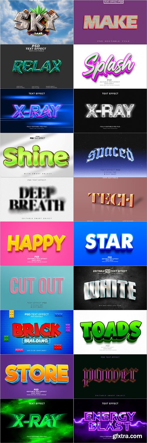 20 Psd style text effect editable set vol 13