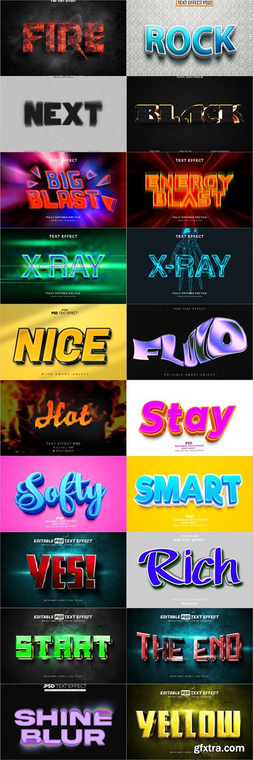 20 Psd style text effect editable set vol 12