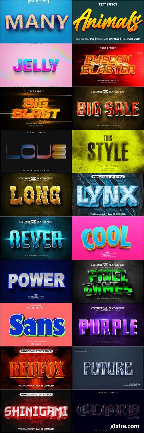 20 Psd style text effect editable set vol 11