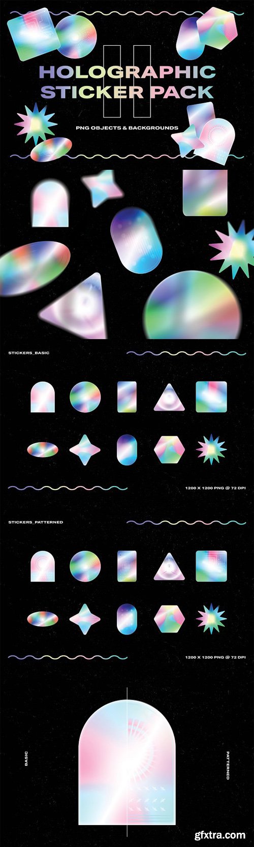 Holographic Sticker Pack V2 - PNG Objects & Backgrounds