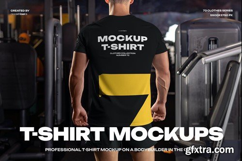 Mockups of the Men's T-shirt on the Bodybuilder CMRJZ4F