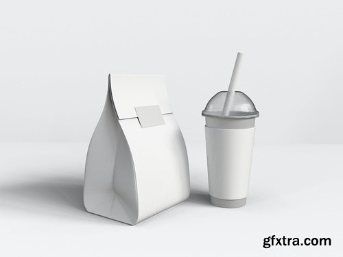 Paper bag and cup Branding Mockup Set G2GXZ65