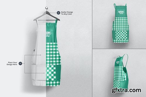 Kitchen Chef Apron Psd Mockups with Pocket WZXE3YR