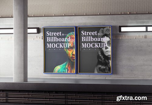 Set Subway Billboard Advertisement Scene Mockup V8WQ667