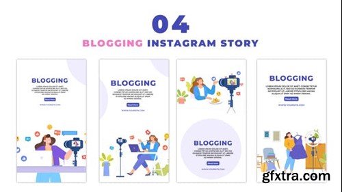 Videohive 2D Cartoon Character Blogging Scene Instagram Story 48059677