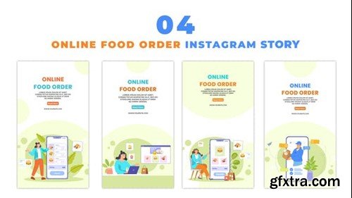 Videohive Online Food Ordering Service Flat Character Instagram Story 48059947