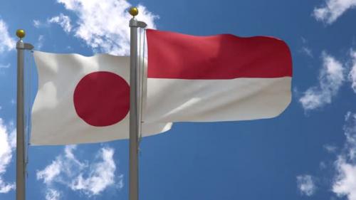 Videohive - Japan Flag Vs Indonesia Flag On Flagpole - 47962447 - 47962447