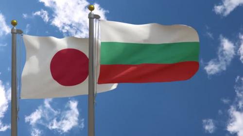 Videohive - Japan Flag Vs Bulgaria Flag On Flagpole - 47962449 - 47962449