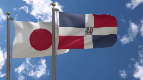 Videohive - Japan Flag Vs Dominican Republic Flag On Flagpole - 47962450 - 47962450