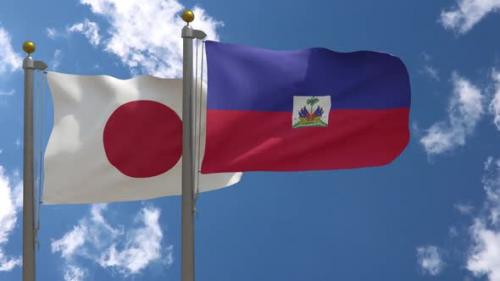 Videohive - Japan Flag Vs Haiti Flag On Flagpole - 47962451 - 47962451