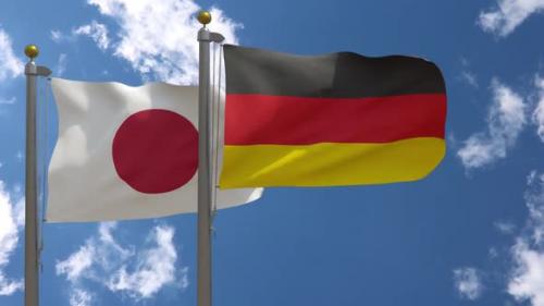 Videohive - Japan Flag Vs Germany Flag On Flagpole - 47962454 - 47962454