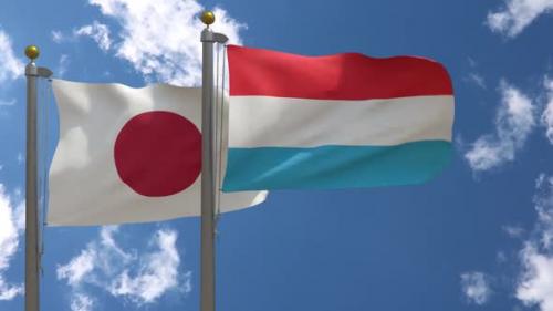 Videohive - Japan Flag Vs Luxembourg Flag On Flagpole - 47962455 - 47962455