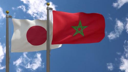 Videohive - Japan Flag Vs Morocco Flag On Flagpole - 47962461 - 47962461