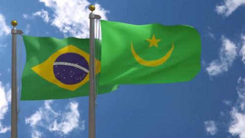 Videohive - Brazil Flag Vs Mauritania Flag On Flagpole - 47962600 - 47962600