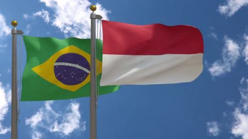 Videohive - Brazil Flag Vs Monaco Flag On Flagpole - 47962603 - 47962603