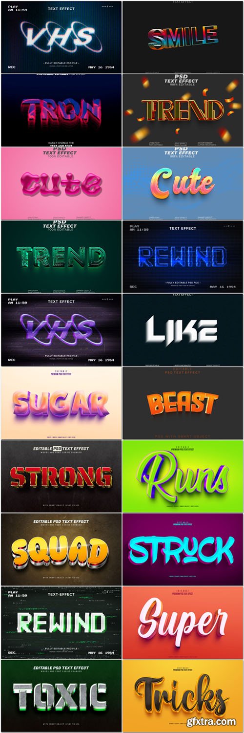 20 Psd style text effect editable set vol 16