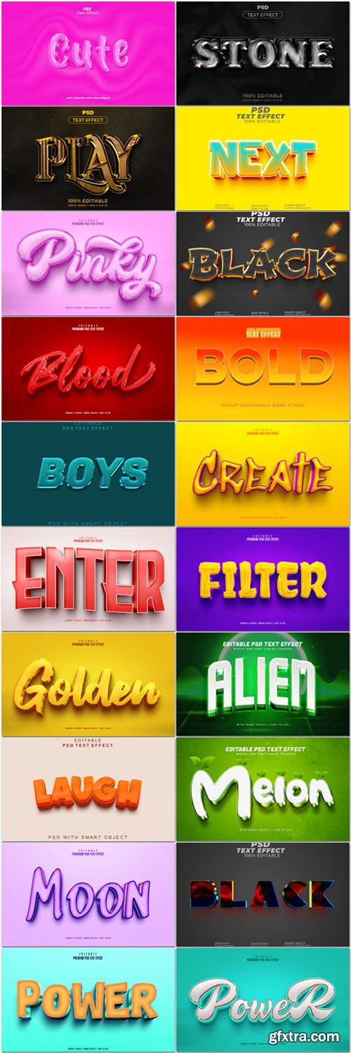 20 Psd style text effect editable set vol 15