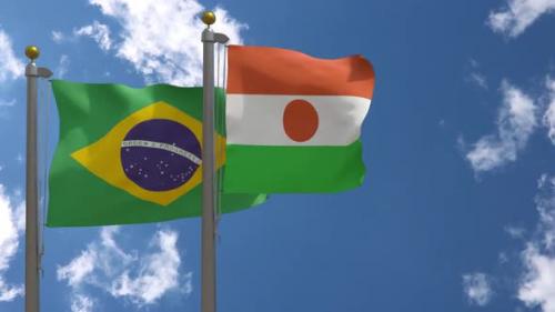 Videohive - Brazil Flag Vs Niger Flag On Flagpole - 47962614 - 47962614