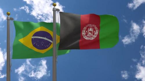 Videohive - Brazil Flag Vs Afghanistan Flag On Flagpole - 47962617 - 47962617