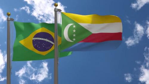 Videohive - Brazil Flag Vs Comoros Flag On Flagpole - 47962618 - 47962618