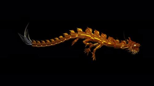 Videohive - Golden dragon flying in side view - 47962956 - 47962956