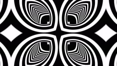 Videohive - Black and white pattern with four circles in the middle. Kaleidoscope VJ loop - 47960166 - 47960166