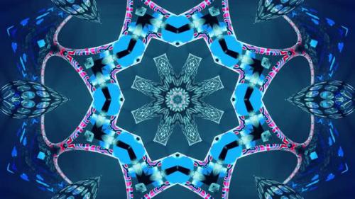 Videohive - Blue and pink kaleidoscope with large flower. Kaleidoscope VJ loop - 47960182 - 47960182