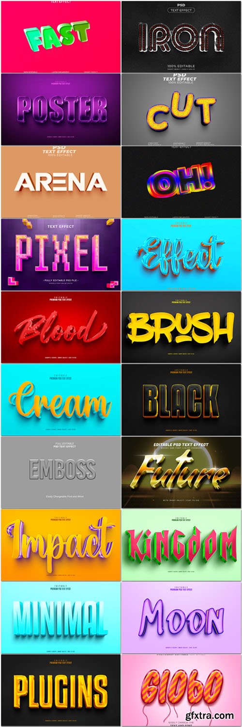 20 Psd style text effect editable set vol 18