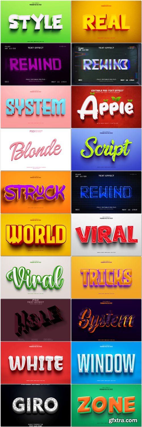 20 Psd style text effect editable set vol 17