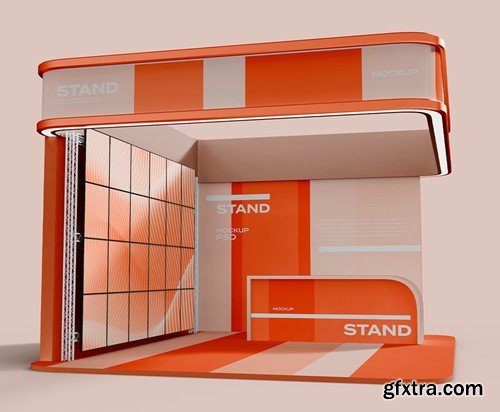 Exposition Stand with Video Wall Mockup WZBMPYS