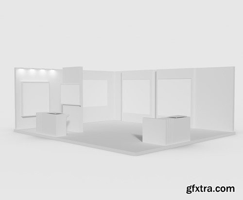 Exposition Stand with Video Wall Mockup X6PJAAL