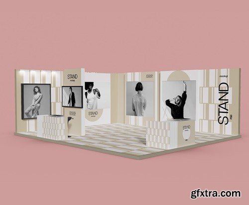 Exposition Stand with Video Wall Mockup X6PJAAL