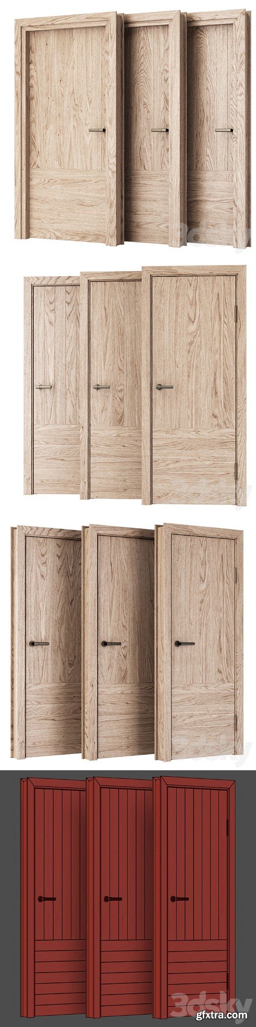 Wooden Door Set V13 / Interior and Exterior door set