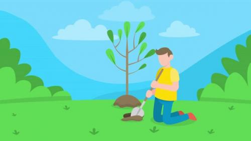 Videohive - A Young Man Digs In The Ground 4k - 47975578 - 47975578