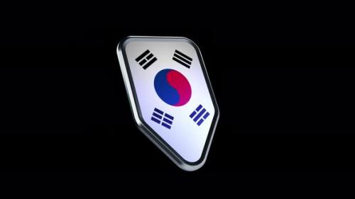 Videohive - the appearance of a metal badge with the flag of the country " South Korea " alpha channel - 47975937 - 47975937