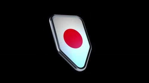 Videohive - the appearance of a metal badge with the flag of the country " Japan " alpha channel - 47975939 - 47975939