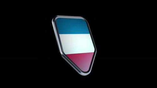 Videohive - the appearance of a metal badge with the flag of the country " France " alpha channel - 47975943 - 47975943