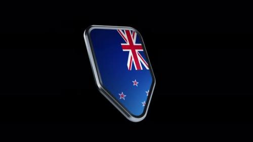 Videohive - the appearance of a metal badge with the flag of the country " New Zealand " alpha channel - 47975950 - 47975950