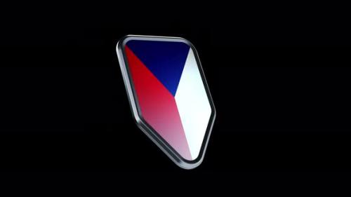 Videohive - the appearance of a metal badge with the flag of the country " Czech Republic " alpha channel - 47976287 - 47976287