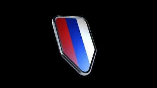 Videohive - the appearance of a metal badge with the flag of the country " Russia " alpha channel - 47976288 - 47976288