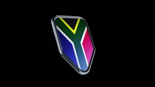 Videohive - the appearance of a metal badge with the flag of the country " South Africa " alpha channel - 47976293 - 47976293